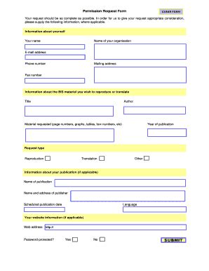 Permission Request Form - Blank Fillable Template | Fill Out, Print ...