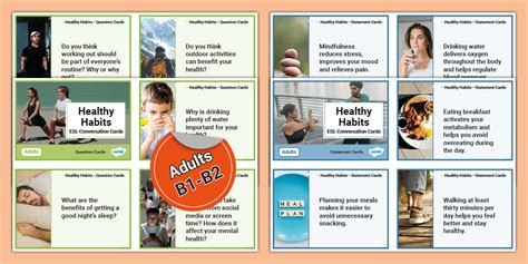 ESL Healthy Habits Conversation Cards [Adults, B1-B2]