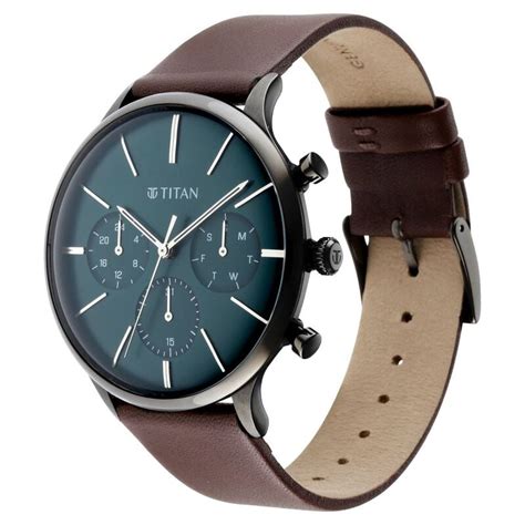 Buy Online Titan Quartz Multifunction Green Dial Leather Strap Watch ...