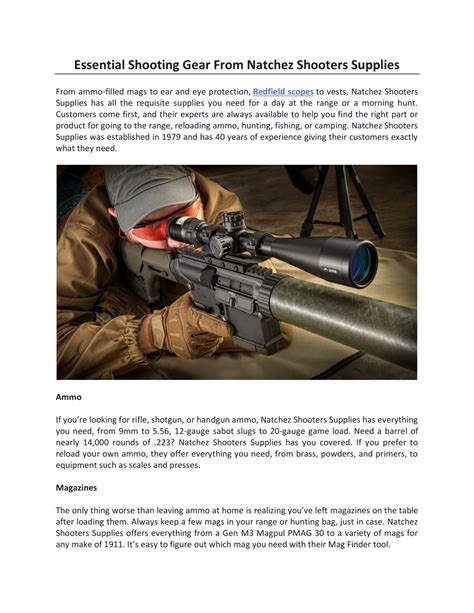 PPT - Essential Shooting Gear From Natchez Shooters Supplies PowerPoint ...