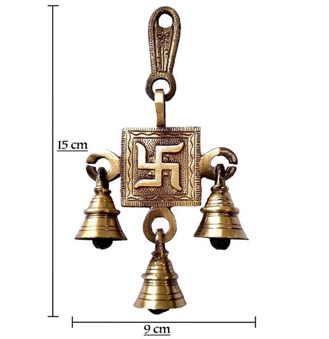 Bengalen Brass Swastik Bells Wall Hanging Idol Decorative Showpiece An