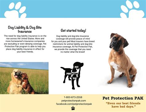 Pet Protection PAK Brochure Dog Liability Insurance on Behance