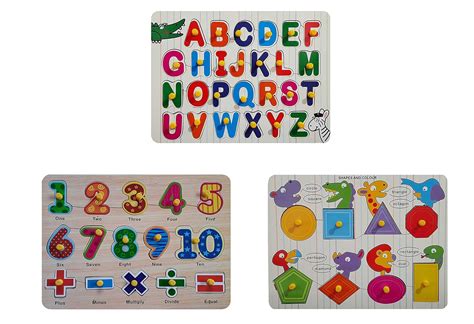 Vyonald Trading Wooden Education Alphabet, Numbers, Shapes Puzzle for ...