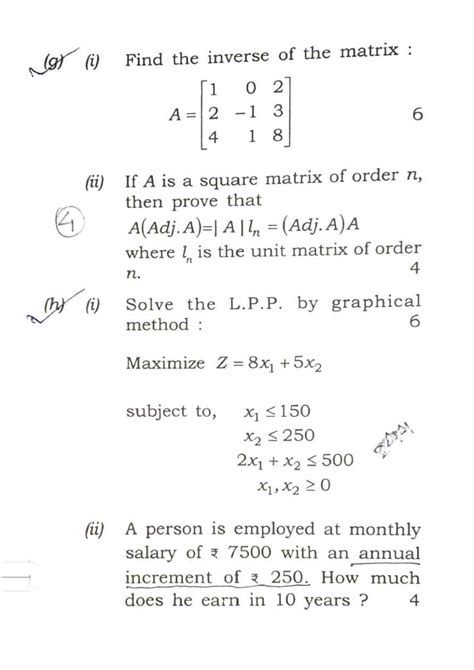 Business Mathematics Question Paper' 2022| B.com 4th Sem|(RTU ...
