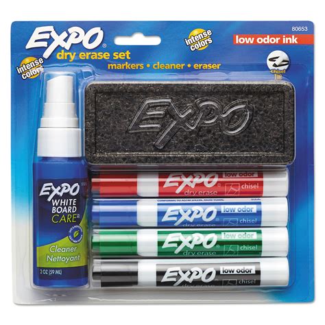 Expo Dry Erase 6-Piece Starter Set with 4 Chisel Tip Markers, Eraser ...