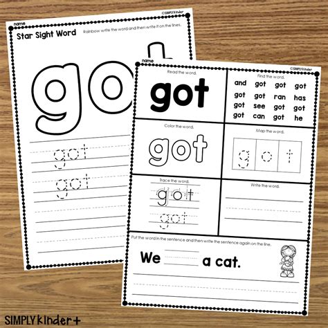 Got - Sight Word Printable Activities - Simply Kinder + Printable ...
