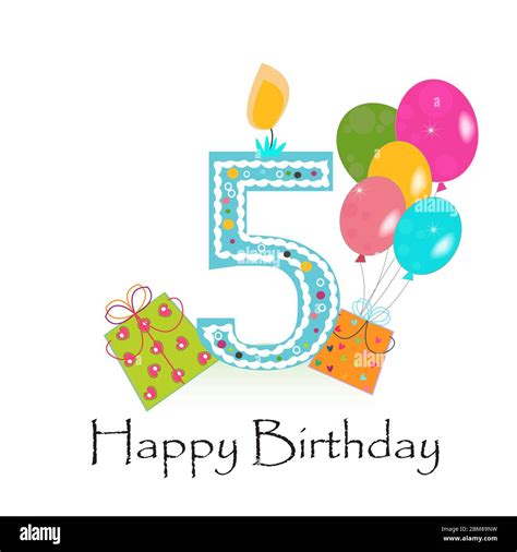 Happy fifth birthday card vector Stock Vector Image & Art - Alamy