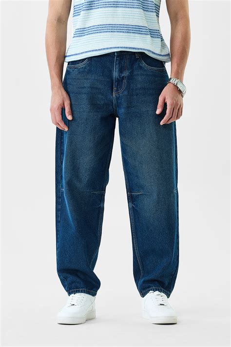 Buy Men's Dark Blue Mid Rise Baggy Fit Jeans Online | Snitch – SNITCH