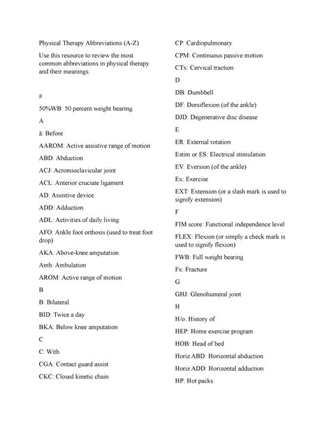 Walker Abbreviation Medical at George Tarenorerer blog