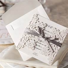 Cheap Blank Wedding Invitations by Ivory Laser Cut Wedding Invitations Gray Ribbon Cheap Blank Wedding Invitations