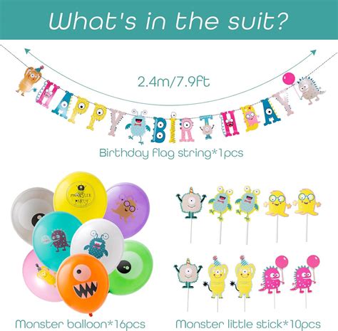 SUNBEAUTY 27 Pcs Monster Birthday Party Decorations India | Ubuy