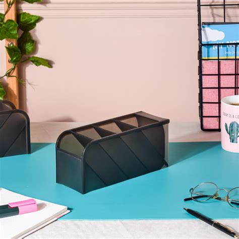 Slanting Desk Organiser Black Set Of 2