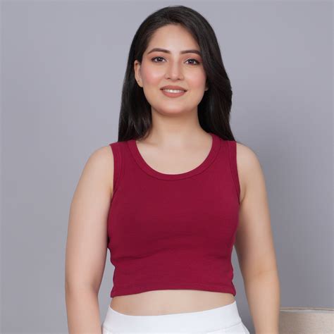 Dark rose rib crop vest for women