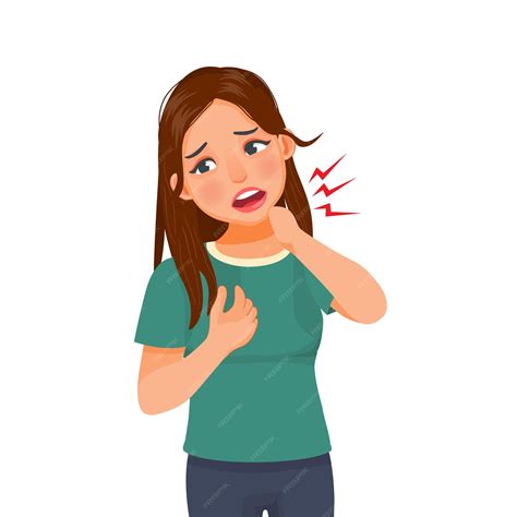Mujer joven que sufre de dolor de cuello | Vector Premium