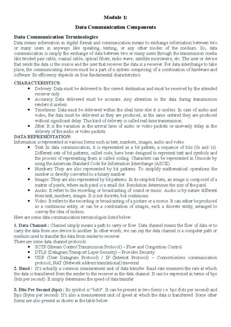 Module 1: Overview of Data Communication Components and Terminologies ...