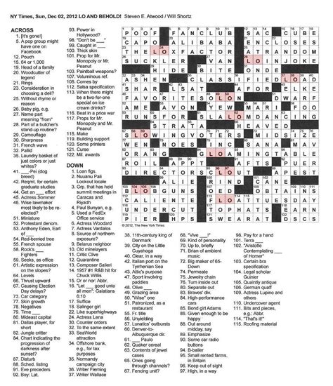 Printable New York Times Crossword Puzzle - Free Daily Crossword Printable