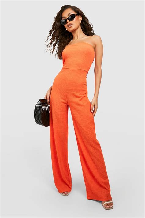 Bandeau Crinkle Wide Leg Jumpsuit | boohoo UK