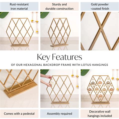 Hexagonal Puja Backdrop Metal Frame With Lotus Hangings Online ...