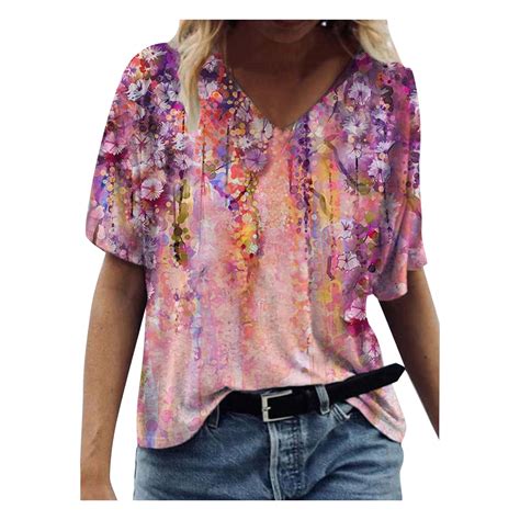 fartey Women's Tops on Clearance Floral Print Shirts for Women 2024 ...