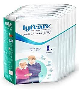 Lyfcare Adult Diapers Large Size (L) - 120 Units (Pack of 6) | Unisex ...
