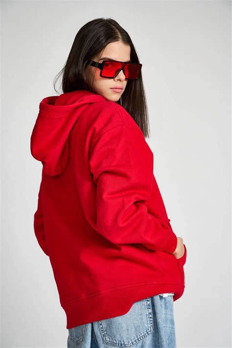 Buy Red Signature Oversized Heavyweight Hoodie (Fleece) | BonkersCorner
