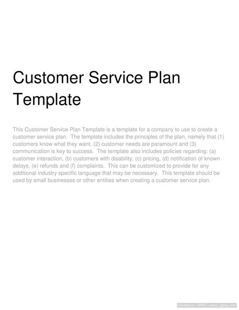 Image result for Customer Service Plan Examples