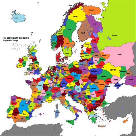 A Radical Regionalist Reshuffling of Europe. Taking into account historical and cultural regions ...