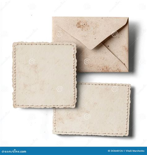 Vintage Blank Cards and Envelope on White Background Stock Illustration ...