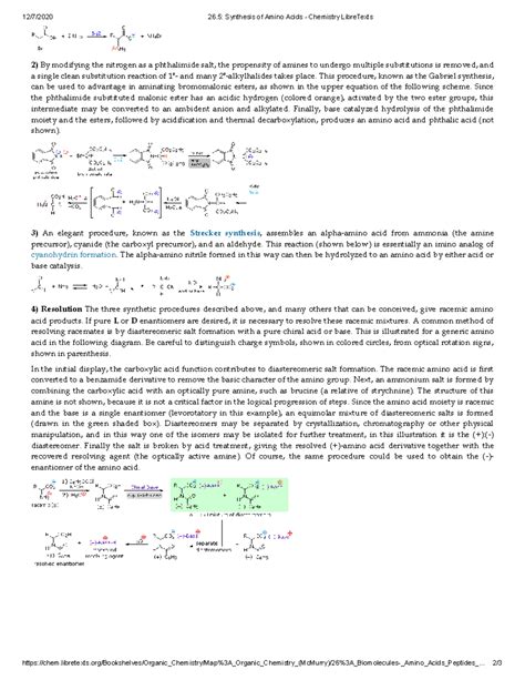 Amino Acid Class 4 - 12/7/2020 26: Synthesis of Amino Acids - Chemistry ...