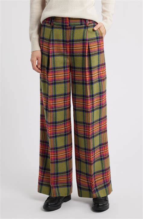 Boden + Chiswick Plaid Wide Leg Pants