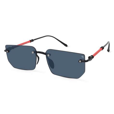 Buy Solvy Rectangle Rimless Black Sunglasses - Woggles