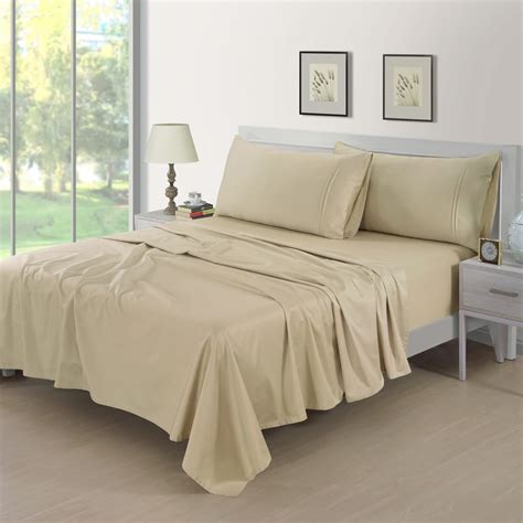 Buy 400 TC Beige Plain Cotton Satin Flat Bedsheet Online In India By ...