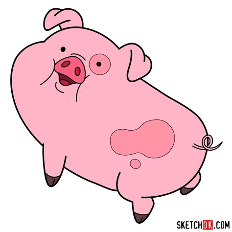 How to draw Waddles the pig - Sketchok Easy Drawing Guides