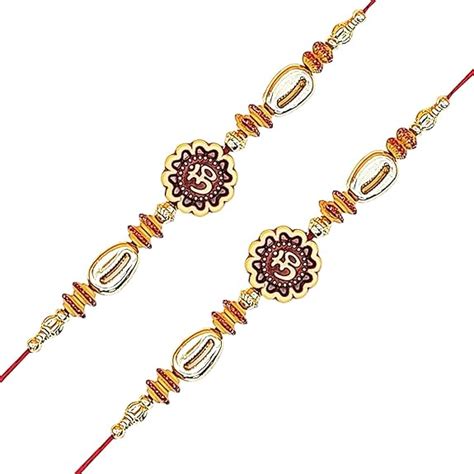 Buy ascension ® Om Gold Plated Kudan Stone Pearl Rakhi Designer Rakhi ...