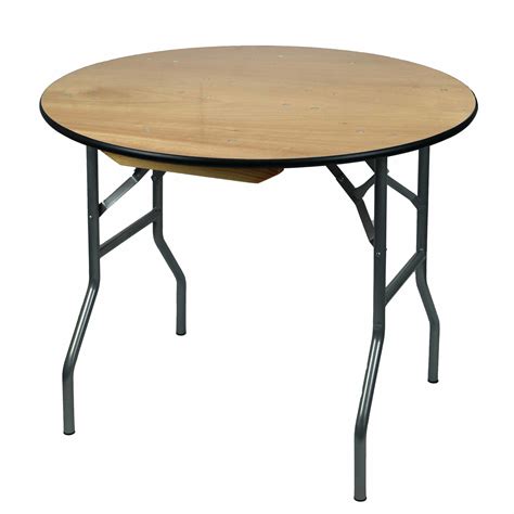 36'' Round Wood Folding Banquet Table with Vinyl Edge | EventStable.com