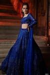 Buy Blue Net Sequins, Crystals, Cut Noopur Embroidered Lehenga And ...