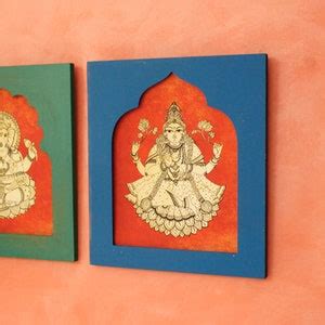 Buy Handpainted Wall Art Frame Laxmi Ganesh Traditional Indian Art ...