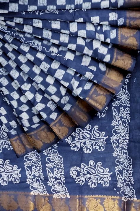 MADURAI MUL MUL MOODABANI CHECKS DESIGN JAQUARD BORDER 9 YARDS SAREES ...