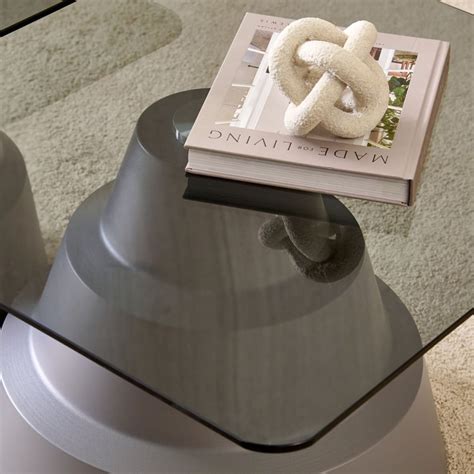 Buy Nebulous Tempered Glass Top Set of 2 Nesting Coffee Tables - Grey ...