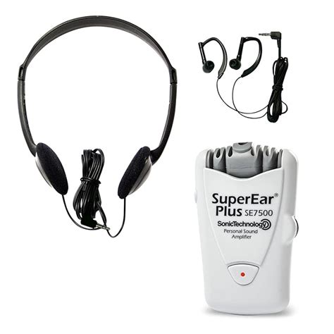 SuperEar Plus Sonic Ear Personal Sound Amplifier with Case, Headphones ...