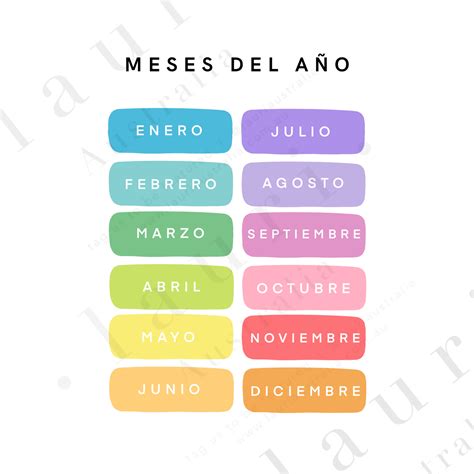 Spanish Bright Months of the Year Poster - Póster brillante de los mes ...