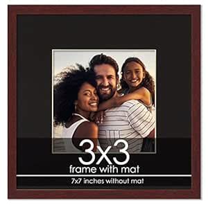 3x3 Frame with Mat - Brown 7x7 Frame Wood Made to Display Print or ...