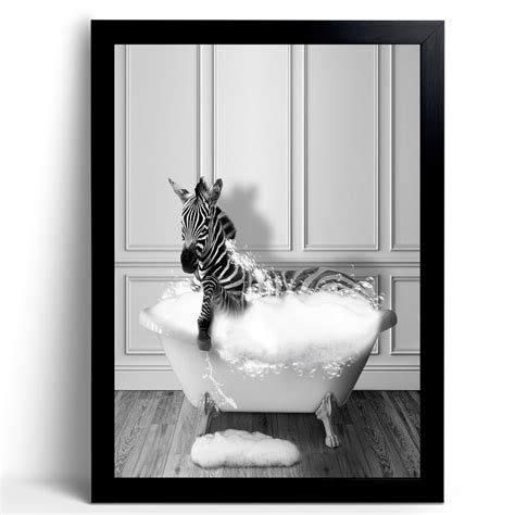 Amazon.com: Funny Bathroom Decor Wall Art - Zebra Bathroom Pictures ...