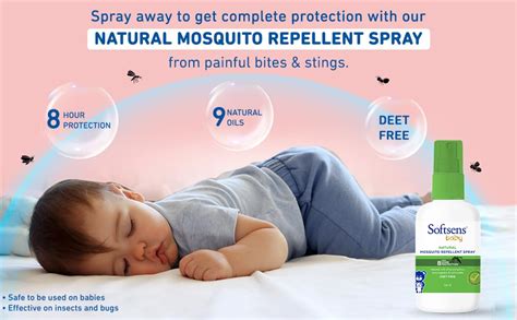 Softsens Baby Natural Mosquito Repellent Spray with Eucalyptus ...
