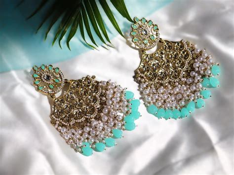 Pastel Blue Ishani Chandbalis – My Store