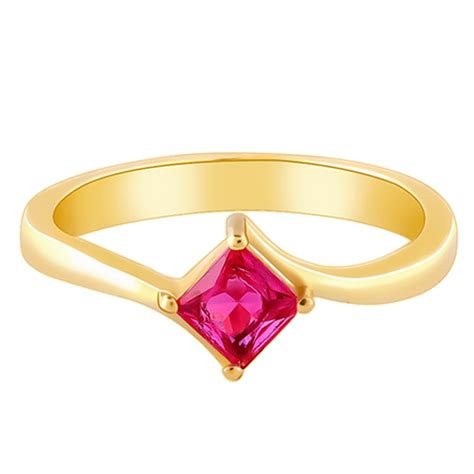 Buy GIVA 925 Silver Golden Pink Square Ring,Fixed Size,Indian - 12 ...