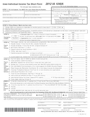 IA DoR 1040A 2012-2026 - Fill and Sign Printable Template Online