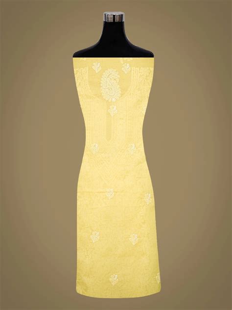 Ada Yellow Cotton Lucknowi Chikankari Suit Piece – Ada Chikan