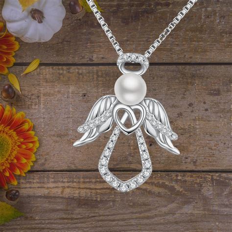 Guardian Angel Necklace Sterling Silver Heart Love Pendant Angel ...