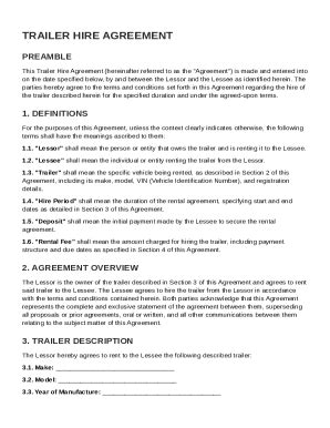 Trailer Hire Contract Template Form - Fill Online, Printable, Fillable ...